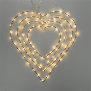 Hjerte med lyskæde - Varmt hvidt lys